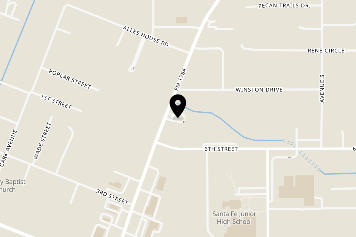 Map showing the location of Dear Donut Man Santa Fe on 13805 FM1764 in Santa Fe